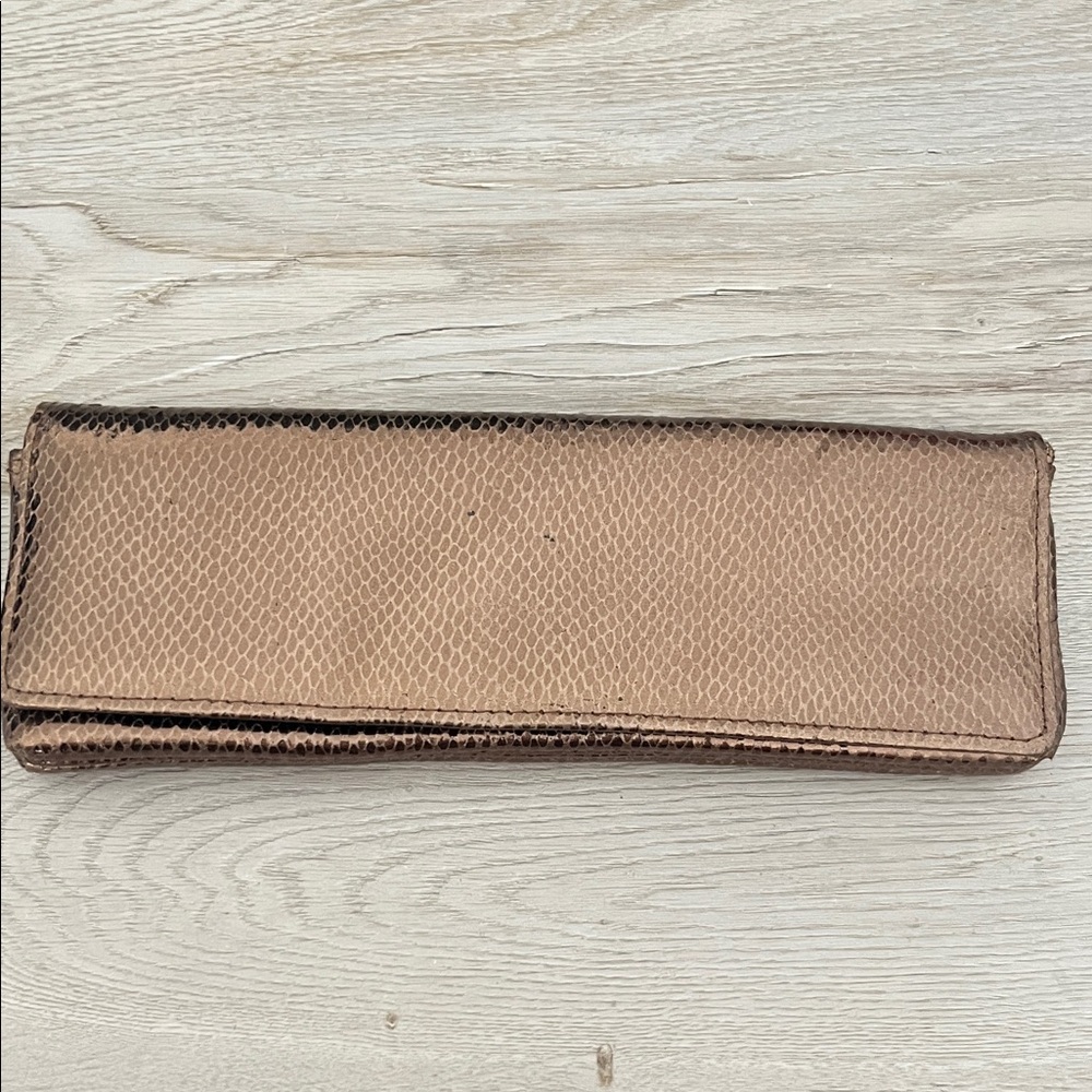 Bronze Tone Faux Snakeskin Clutch